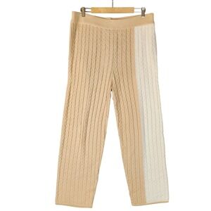 Reuben Oliver Pants Men's XL Beige Ivory Two-Tone Colorblock Cable Knit Pockets‎